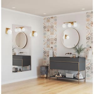 Copeland Collection 24 in. 3-Light Brushed Gold Vanity Light with Etched Opal Glass Shades
