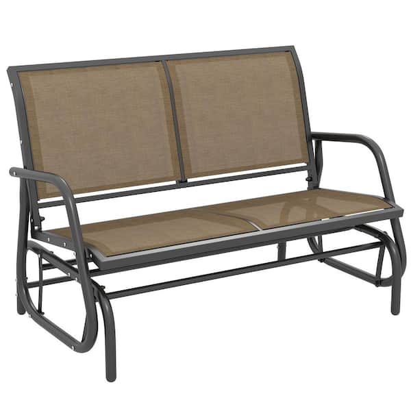 Outsunny Outdoor Glider Bench for 2 People Light Mixed Brown Color