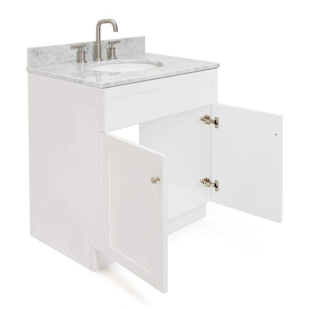 Hamlet 31" White Wood Vanity with Carrara Marble Top