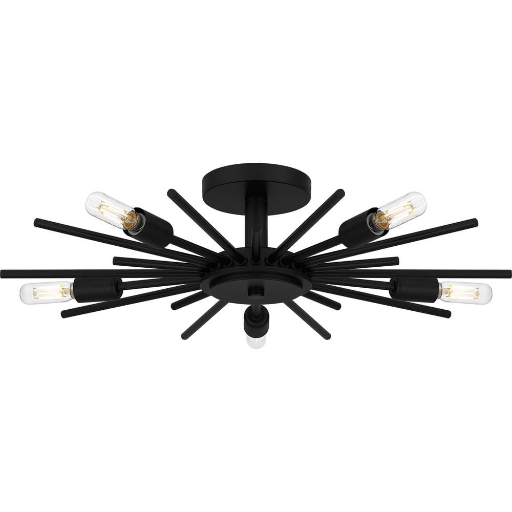 21.63 in. 5-Light Matte Black Semi-Flush Mount