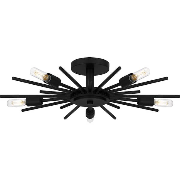 DSI LIGHTING 21.63 in. 5-Light Matte Black Semi-Flush Mount