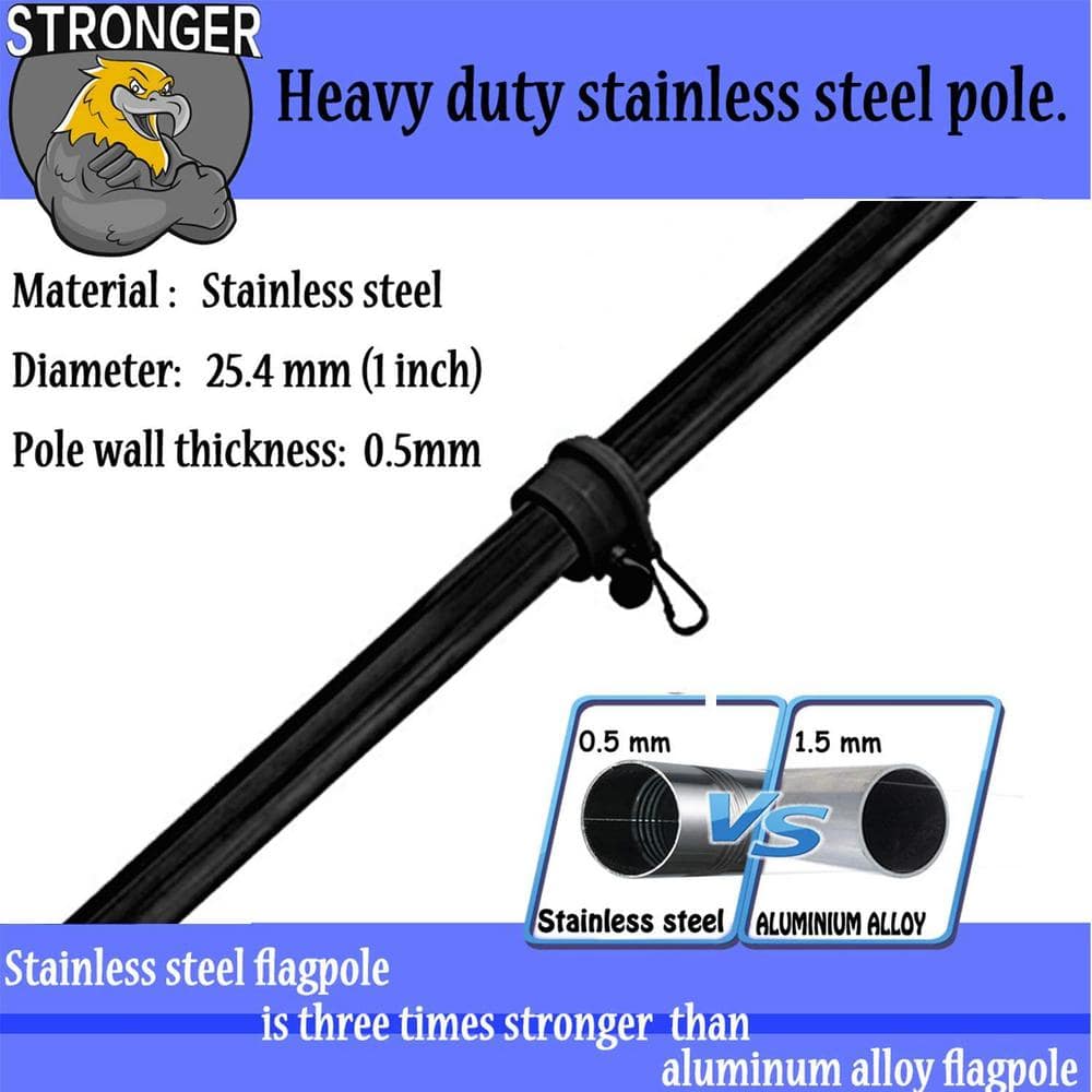 6 ft Black Corrosion-Resistant Steel Garden Flagpole