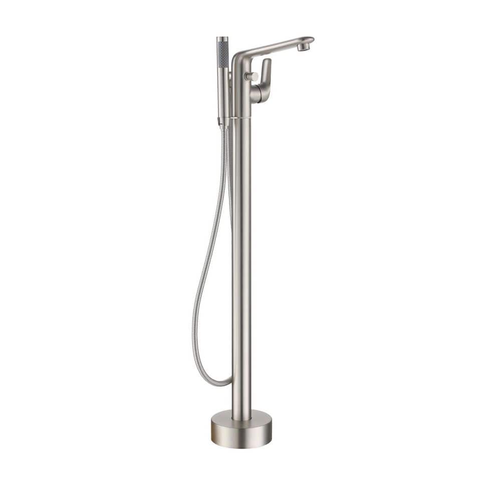 Single-Handle Floor Mount Freestanding Claw Foot Tub Faucet Bathtub Filler Faucet with Hand Shower in Brushed Nickel price history on PriceWatchPro