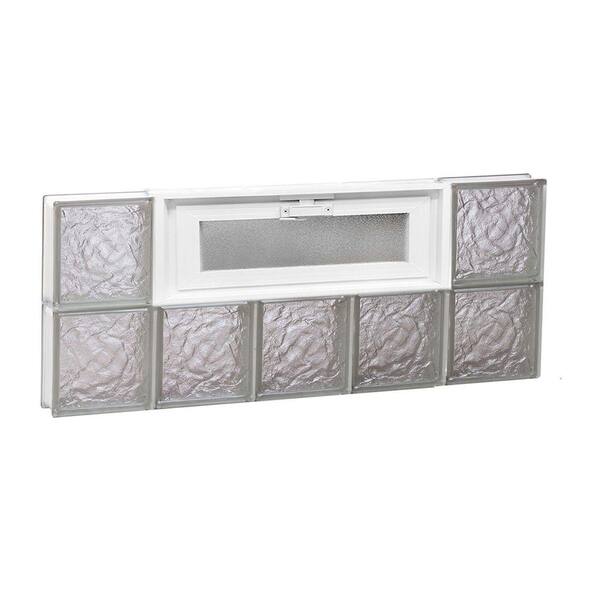 Clearly Secure 28 75 In X 11 5 In X 3 125 In Frameless Vented Ice Pattern Glass Block Window