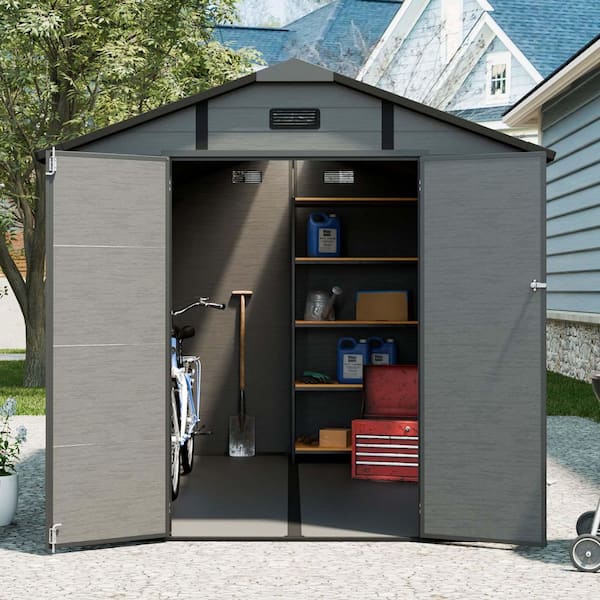 8 ft. W x 10 ft. D Resin shed with Double Doors Lockable with