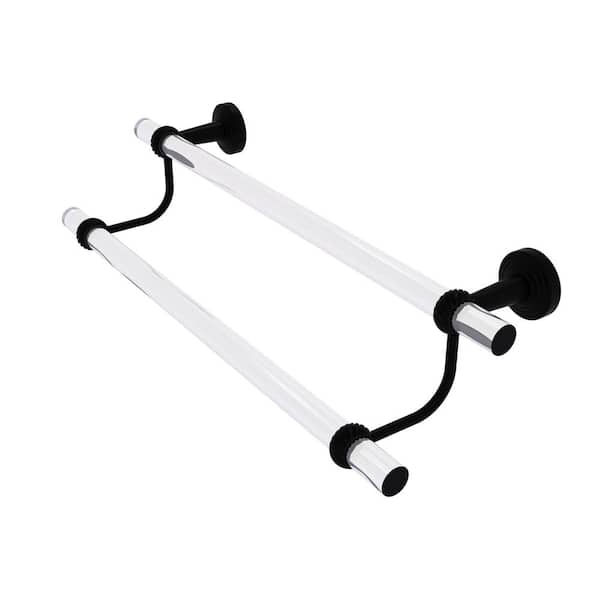 Allied Brass Pacific Beach Collection 30 in. Wall Mounted Double Towel Bar with Twisted Accents in Matte Black