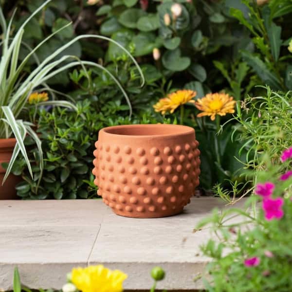 Liv & Skye Red Ceramic Bubble Raised Dot Design Decorative Planter