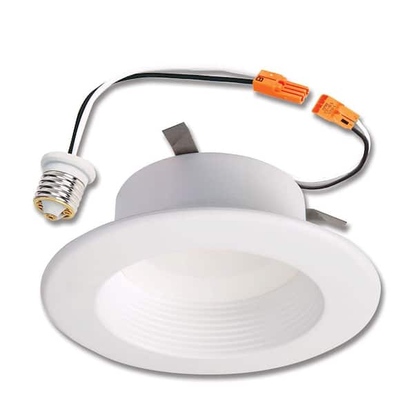 HALO 4 in. 3000K White Integrated LED Recessed Ceiling Light Fixture Retrofit Baffle Trim with 90 CRI Title 20 Compliant