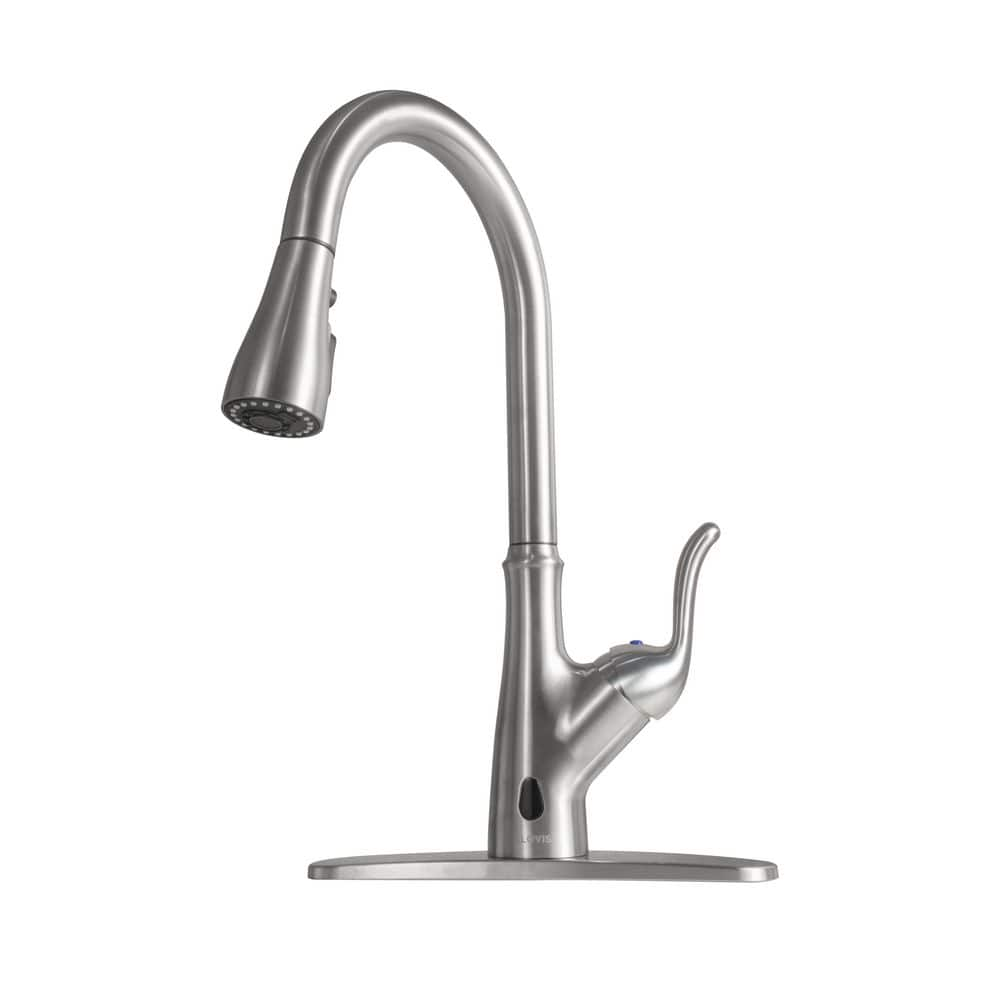 flynama-pull-down-touchless-single-handle-kitchen-faucet-in-brushed