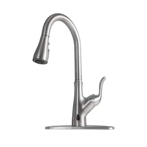 Pull Down Touchless Single Handle Kitchen Faucet in Brushed Nickel