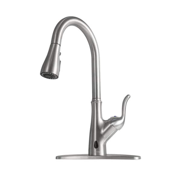 Flynama Pull Down Touchless Single Handle Kitchen Faucet in Brushed Nickel