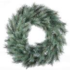 24 in. Frosted Ontario Blue Pine Artificial Christmas Wreath