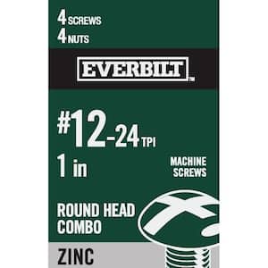#12-24 x 1 in. Phillips-Slotted Round-Head Machine Screws (4-Pack)