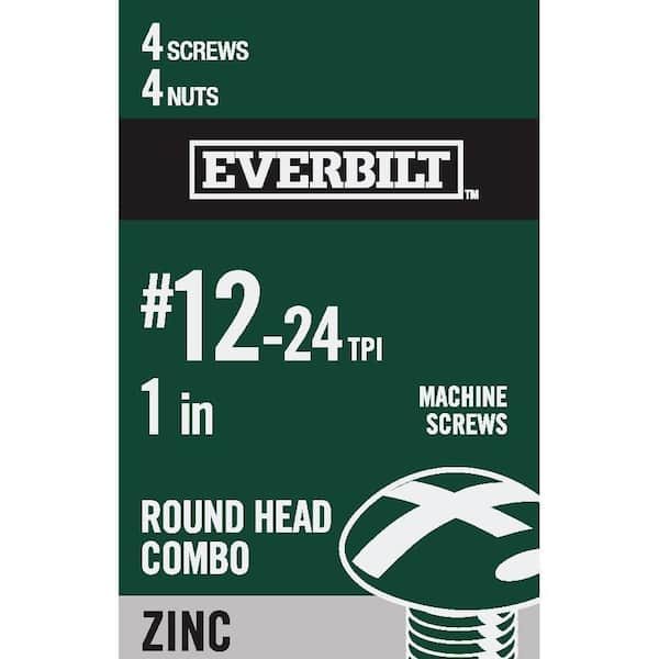 Everbilt #12-24 x 1 in. Phillips-Slotted Round-Head Machine Screws (4-Pack)