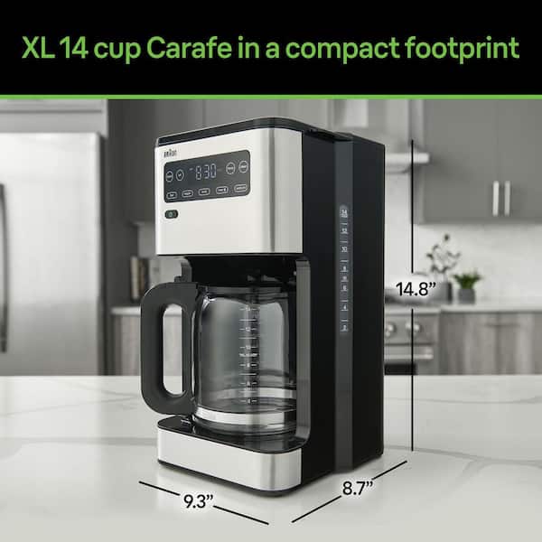 Braun PureFlavor 14-Cup Black and Stainless Steel Programmable Drip Coffee  Maker with FastBrew System KF5650BK