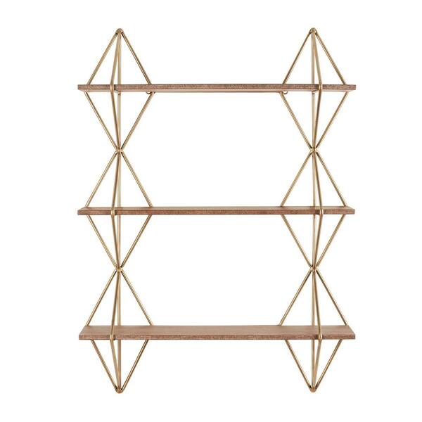 Home Decorators Collection 37 In H X 27 W 7 D Wood And Gold Metal Wall Mount Bookshelf L175586 The Depot - Gold Shelving Wall Unit