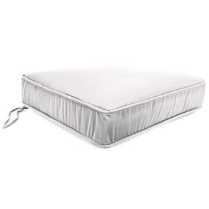 Sunbrella 22.5 in. x 21.5 in. Linen Natural Off-White Solid Rectangular Boxed Edge Outdoor Square Deep Seat Cushion