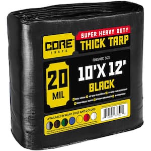 10 ft. x 12 ft. Black 20 Mil Heavy Duty Polyethylene Tarp, Waterproof, UV Resistant, Rip and Tear Proof