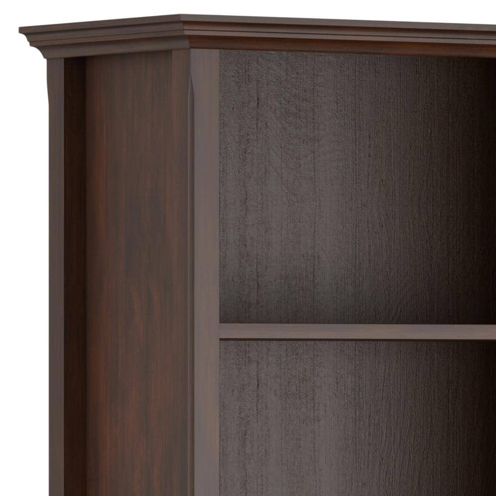 Amherst Adjustable 5-Shelf Solid Wood Bookcase in Russet Brown