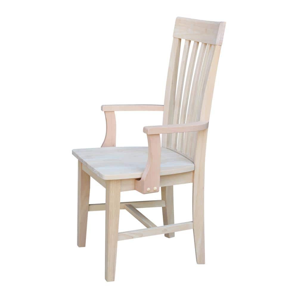 Elegant Tall Mission Brown Wood Slat Arm Chair