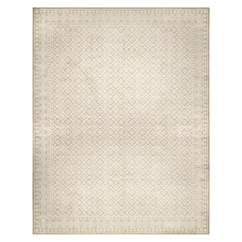 Autumn 8 ft. X 10 ft. Beige Oriental Machine Washable Area Rug price history on PriceWatchPro