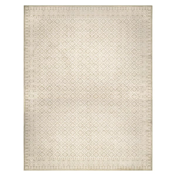 Autumn 8 ft. X 10 ft. Beige Oriental Machine Washable Area Rug