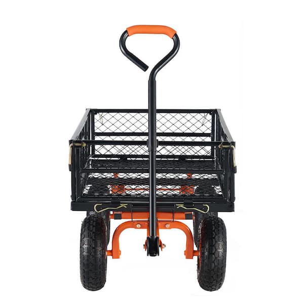 SKYSHALO Dump Cart, Metal Garden Dump Cart with Easy, Utility Wheelbarrow 880 lbs. Capacity, 3.2 cu. ft. Metal Garden Cart