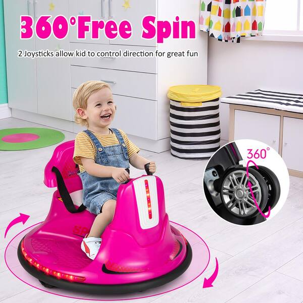 6V Bumper Car for Kids Toddlers Electric Ride On Car Vehicle with 360 Spin-Pink