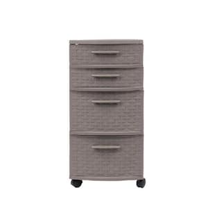 4-Drawer Resin Rolling Storage Cart in Taupe