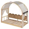 Natural Twin Size Expandable Kid Bed with Arched Roof