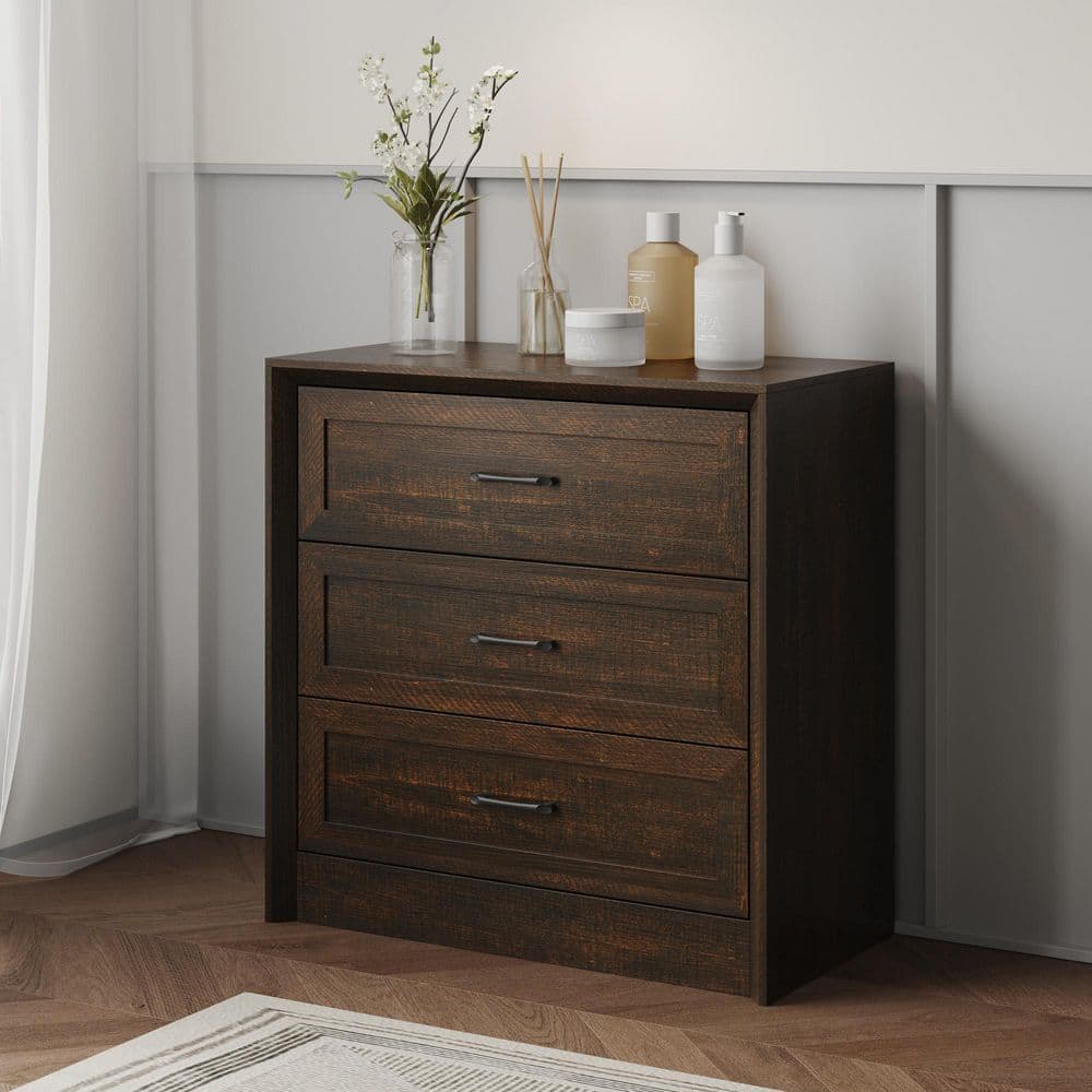 31.5 in. Walnut Rectangle Wood End Table with 3 Drawers, Spacious Top and Tip-Resistant Hardware, Vintage Sofa Table price history on PriceWatchPro