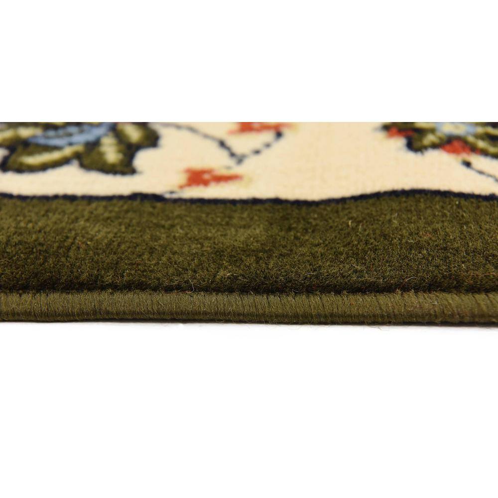 Green and Black Floral Synthetic Rectangular Area Rug
