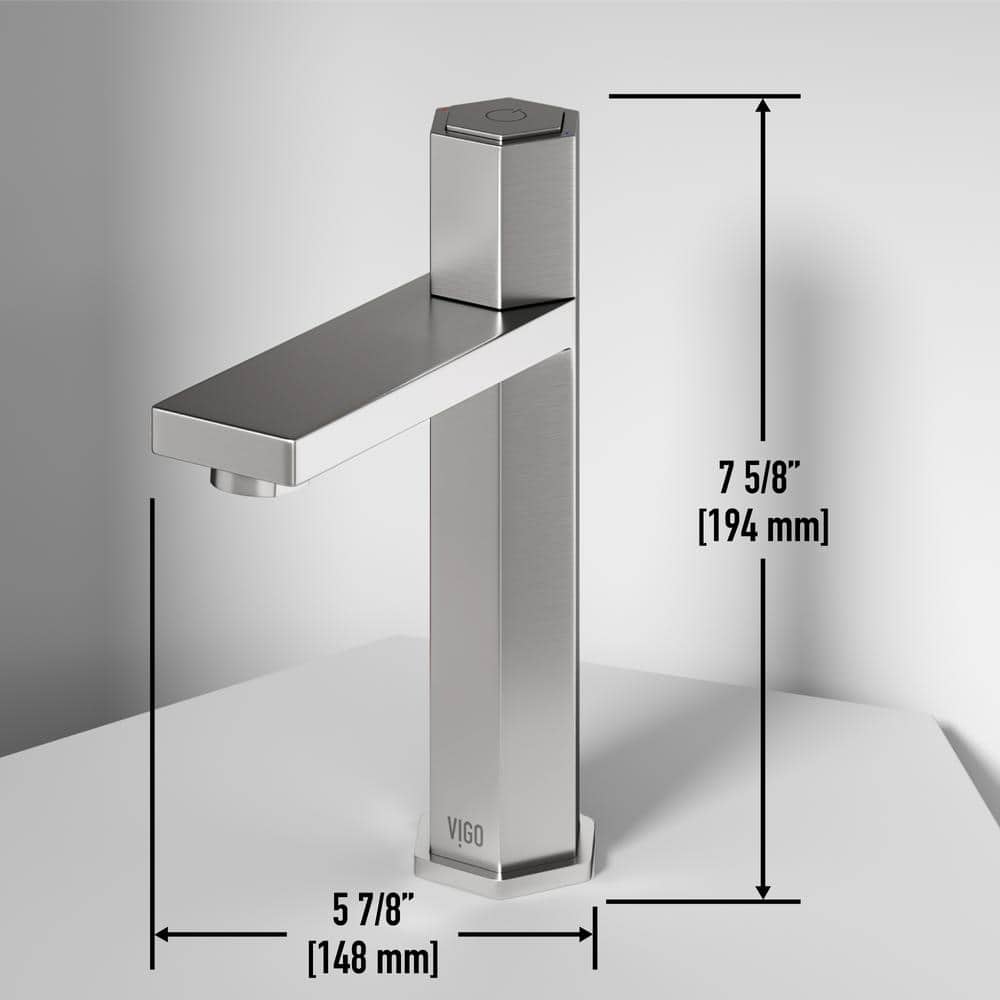 Nova Hexagonal Brushed Nickel Single-Hole Bathroom Faucet