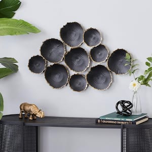 26 in. x  23 in. Metal Black Plate Wall Decor with Uneven Edges