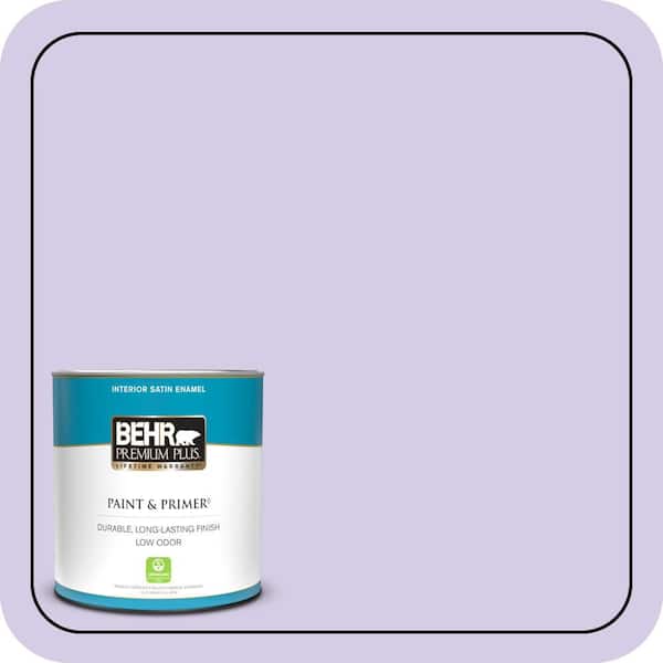BEHR PREMIUM PLUS 1 qt. #640A-3 Potentially Purple Satin Enamel Low Odor Interior Paint & Primer