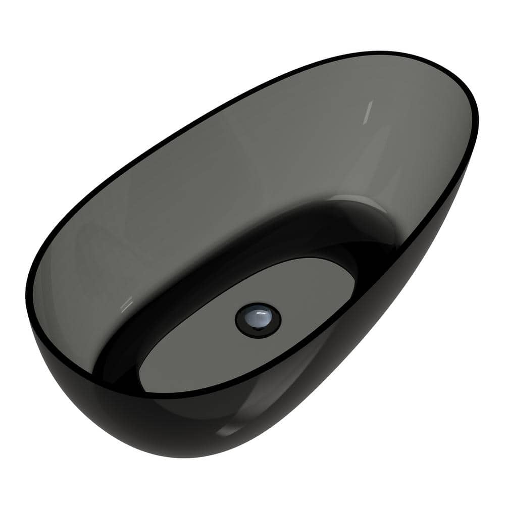 59 in. x 30.7 in. Composite Flatbottom Egg Shape Soaking Bathtub Solid Surface Single Slipper in Ash Grey price history on PriceWatchPro