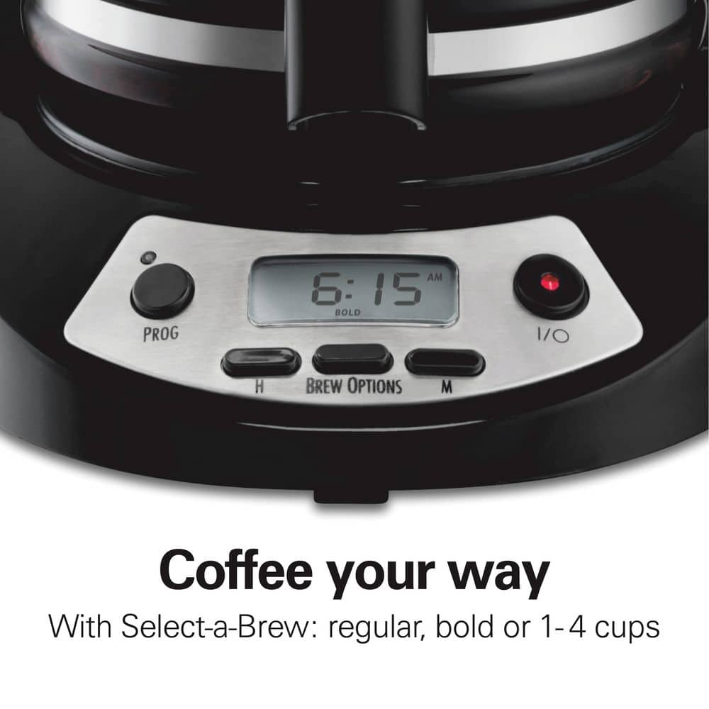12-Cup Black Stainless Steel Programmable Drip Coffee Maker