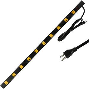 6 ft. Cord 10-Outlet Power Strip Surge Protector with Power Light Switch in Yellow Black