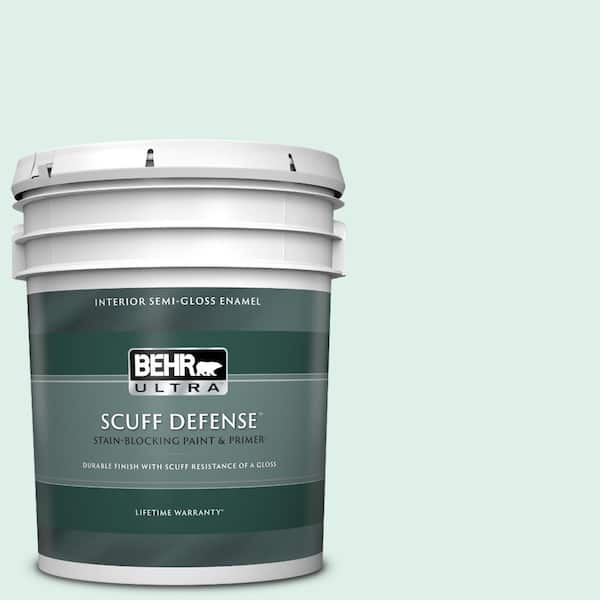 BEHR ULTRA 5 gal. #490C-1 Ice Cube Extra Durable Semi-Gloss Enamel Interior Paint & Primer
