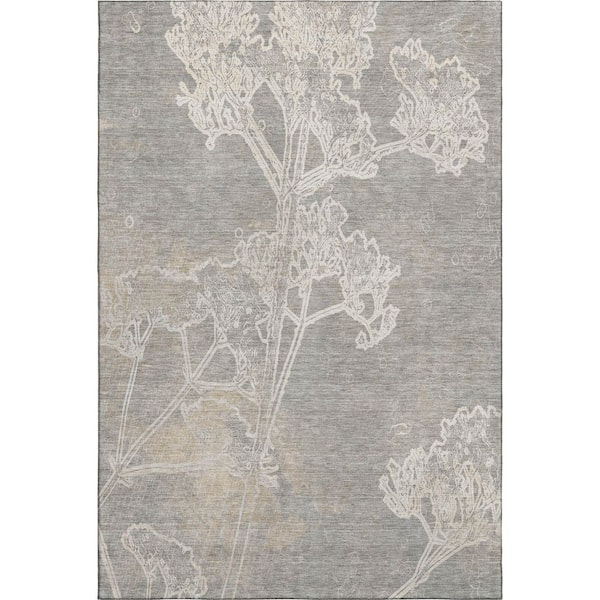 Mayfield Premium Machine Washable Abstract AMF2239 Silver 10 ft. x 14 ft. Area Rug