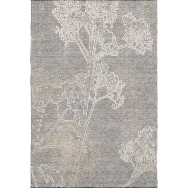 Mayfield Premium Machine Washable Abstract AMF2239 Silver 9 ft. x 12 ft. Area Rug