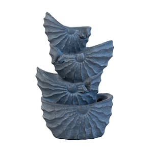 13.4 in. x 9.4 in. x 21.5 in. Decorative 4-Tier Blue Nautilus Shell Water Fountain with Light for Indoor Outdoor