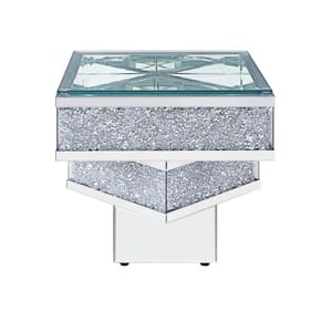 Noralie Mirrored and Faux Diamonds End Table