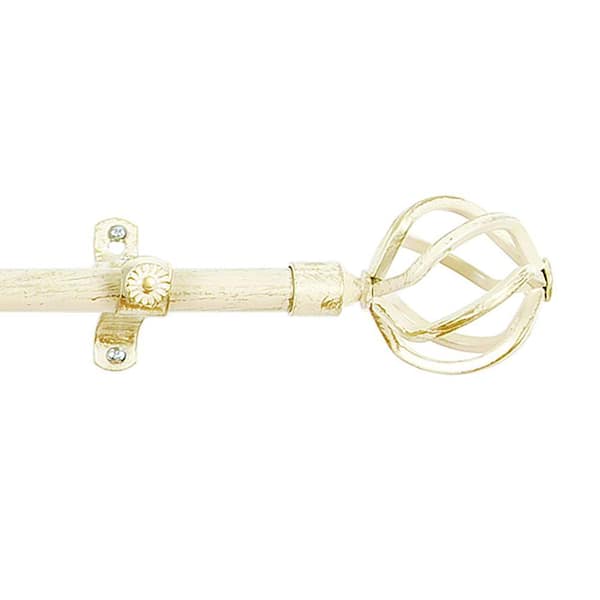 ACHIM Metallo Avalon 48 in. - 86 in. Adjustable 3/4 in. Single Curtain Rod in White Gold Avalon Finials