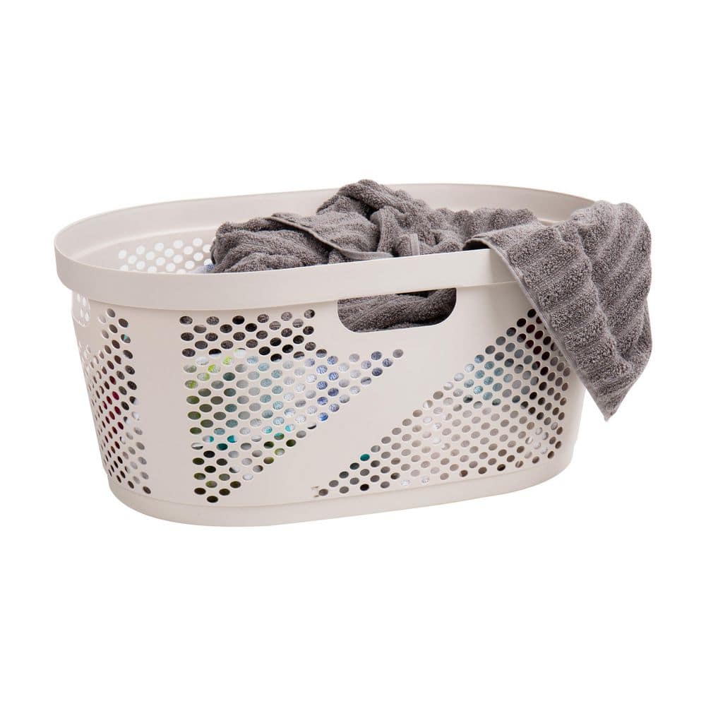 Ivory Plastic Ventilated Laundry Hampers, Set of 2