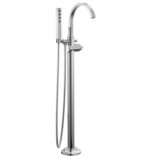 Delta Tetra 1-Handle Roman Tub Faucet Trim Kit with Hand Shower in Lumicoat Chrome (Valve and Handle Not Included)