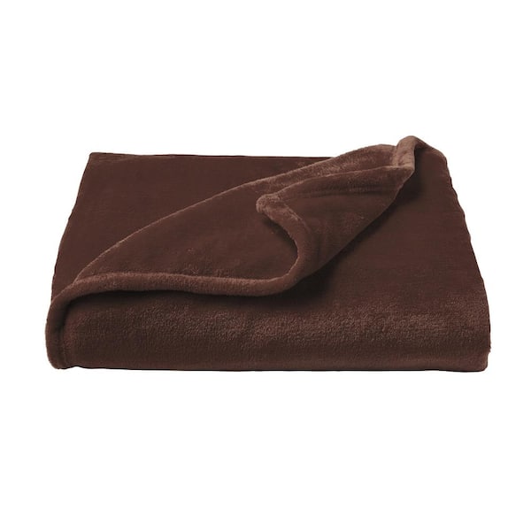 Lavish Home Oversized Velvet Mocha Brown Microfiber Plush Throw Blanket