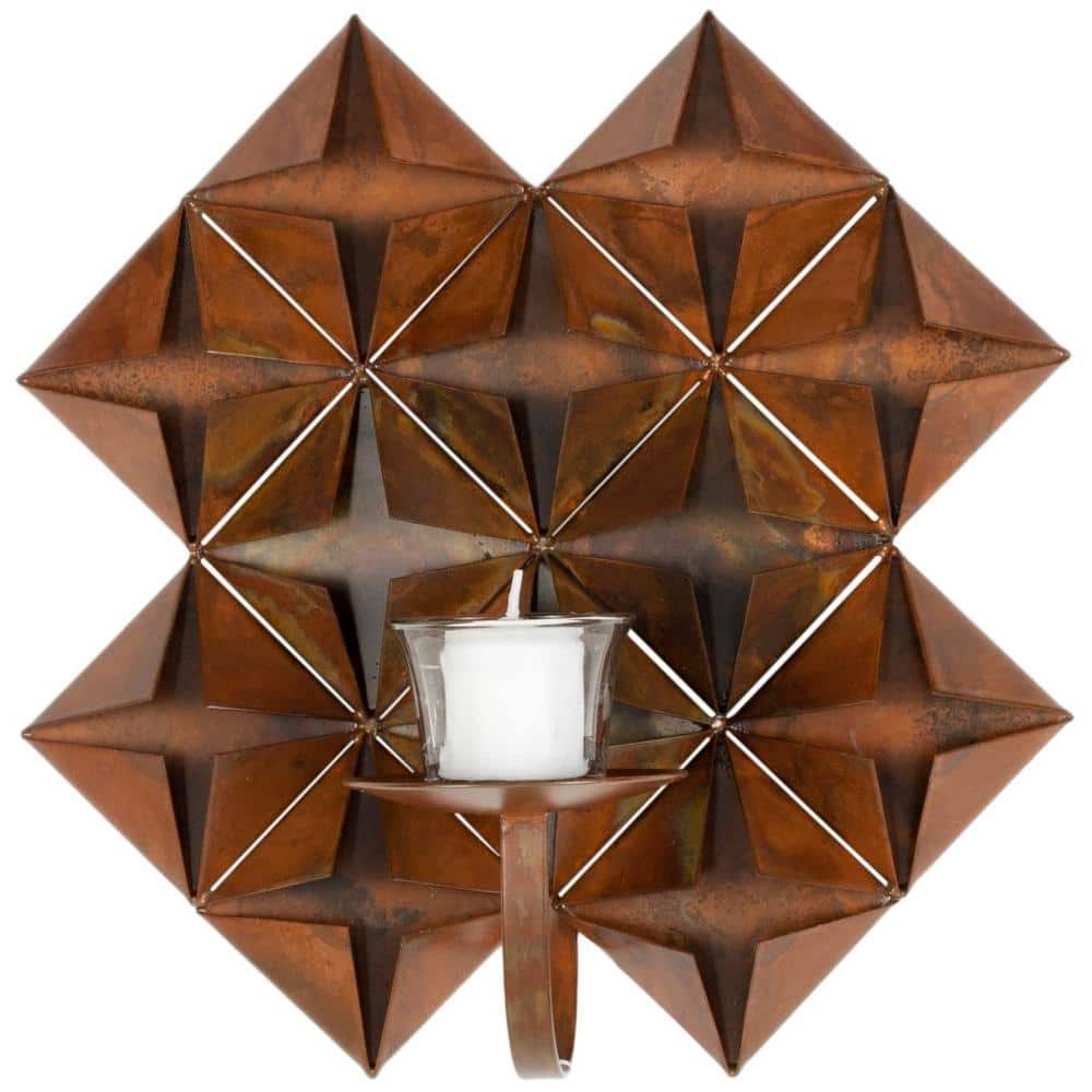 Copper Origami Iron Wall Sconce with Candle Holder