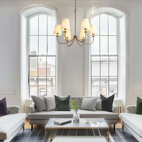 ペア・テーブルウェア・セット ホワイトラスター LNC Transitional Plated Brass Linear Chandelier with White