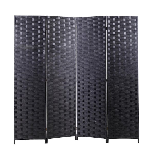 Tidoin Modern 6 ft. Black 4-Panel Folding Portable Indoor Room Divider with Metal Standing